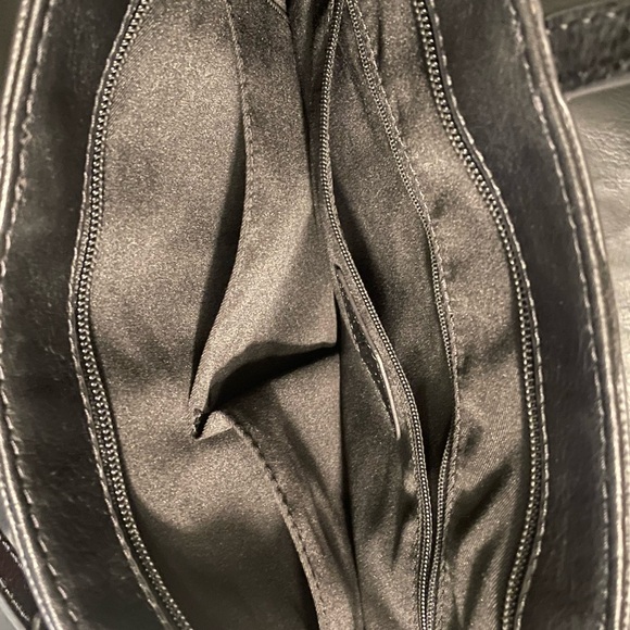 Fossil Black Multicolor Leather & Fur Bag Shoulder Strap Backpack Crossbody. - Picture 6 of 11